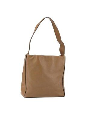 Authentic PRADA Shoulder Bag Leather Brown Silver